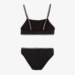 DKNY-Teen Girls Black Ribbed Logo Bikini  | Childrensalon Outlet