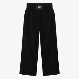 DKNY-Teen Girls Black Ribbed Wide Leg Trousers | Childrensalon Outlet