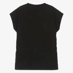 DKNY-Teen Girls Black Ruched Graphic T-Shirt | Childrensalon Outlet