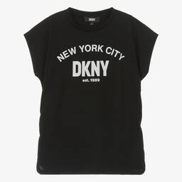 DKNY-Teen Girls Black Ruched Graphic T-Shirt | Childrensalon Outlet