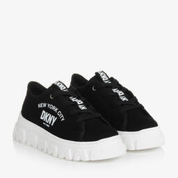 DKNY-Teen Girls Black & White Canvas Trainers | Childrensalon Outlet