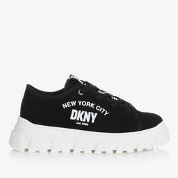 DKNY-Teen Girls Black & White Canvas Trainers | Childrensalon Outlet