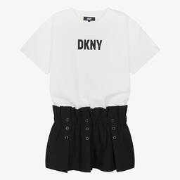 DKNY-Teen Girls Black & White Cotton Dress | Childrensalon Outlet