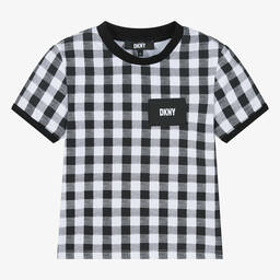 DKNY-Teen Girls Black & White Gingham T-Shirt | Childrensalon Outlet