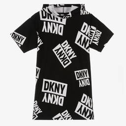 DKNY-Teen Girls Black & White Logo Hooded Dress | Childrensalon Outlet