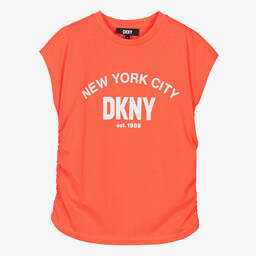 DKNY-Teen Girls Coral Pink Ruched T-Shirt | Childrensalon Outlet