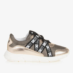 DKNY-Teen Girls Gold & Black Lace-Up Trainers | Childrensalon Outlet