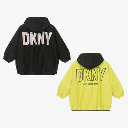DKNY-Teen Girls Green & Black Reversible Logo Coat | Childrensalon Outlet
