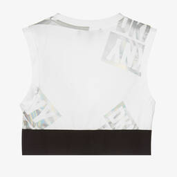 DKNY-Белый спортивный топ с переливающимися логотипами | Childrensalon Outlet