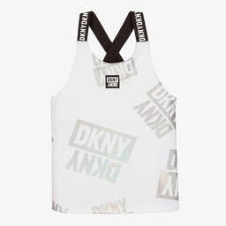 DKNY-Белый спортивный топ с переливающимися логотипами | Childrensalon Outlet