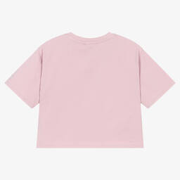 DKNY-Укороченная розовая футболка из хлопка для девочек-подростков | Childrensalon Outlet