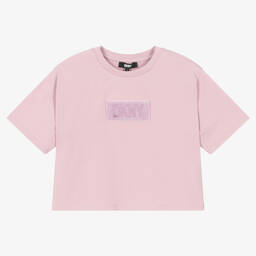 DKNY-Укороченная розовая футболка из хлопка для девочек-подростков | Childrensalon Outlet