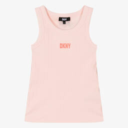 DKNY-توب قطن جيرسي مضلع لون زهري فاتح للمراهقات | Childrensalon Outlet