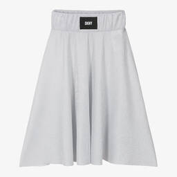 DKNY-تنورة ميدي بليسيه لون فضّي للمراهقات | Childrensalon Outlet