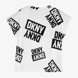 DKNY-Белая футболка с черными логотипами | Childrensalon Outlet