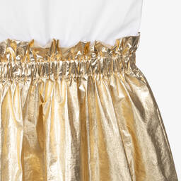 DKNY-Teen Girls White & Gold T-Shirt Dress | Childrensalon Outlet