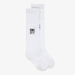 DKNY-Teen Girls White Knee High Socks | Childrensalon Outlet