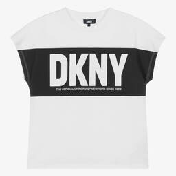 DKNY-Teen Girls White Organic Cotton T-Shirt | Childrensalon Outlet