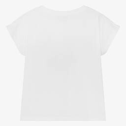 DKNY-تيشيرت قطن عضوي لون أبيض للمراهقات | Childrensalon Outlet