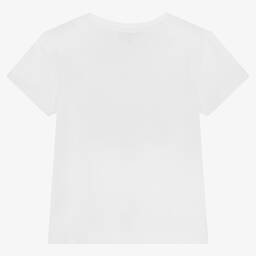 DKNY-Белая хлопковая футболка с розовым логотипом | Childrensalon Outlet