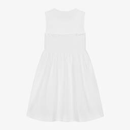 DKNY-فستان مزموم قطن لون أبيض للمراهقات | Childrensalon Outlet