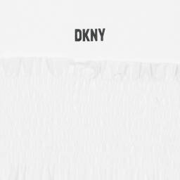 DKNY-فستان مزموم قطن لون أبيض للمراهقات | Childrensalon Outlet