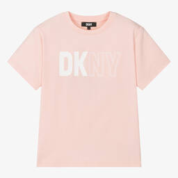 DKNY-تيشيرت قطن عضوي لون زهري تينز | Childrensalon Outlet