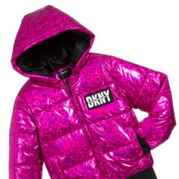 DKNY-Teen Pink Logo Puffer Jacket | Childrensalon Outlet