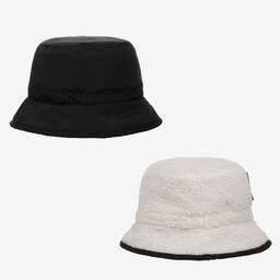 DKNY-Teen Reversible Black Sherpa Bucket Hat | Childrensalon Outlet