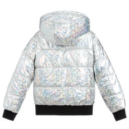 دكني-Teen Silver Logo Puffer Jacket | Childrensalon Outlet