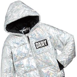 دكني-Teen Silver Logo Puffer Jacket | Childrensalon Outlet