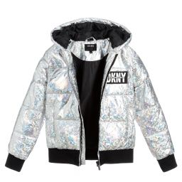 دكني-Teen Silver Logo Puffer Jacket | Childrensalon Outlet