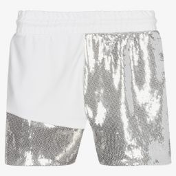 DKNY-Teen Silver Sequin NY Shorts | Childrensalon Outlet