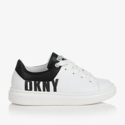 DKNY-Teen White & Black Leather Trainers | Childrensalon Outlet