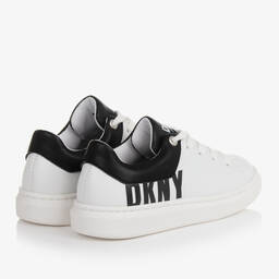 DKNY-Teen White & Black Leather Trainers | Childrensalon Outlet