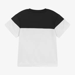 DKNY-White & Black Mesh Jersey T-Shirt | Childrensalon Outlet
