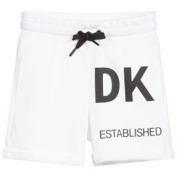 DKNY-White Cotton Jersey Shorts | Childrensalon Outlet