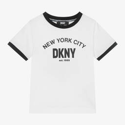 DKNY-White Cotton NYC T-Shirt | Childrensalon Outlet