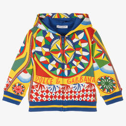 Dolce & Gabbana-Baby Boys Blue Cotton Carretto Zip-Up Top | Childrensalon Outlet