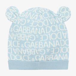 Dolce & Gabbana-Baby Boys Blue Cotton & Cashmere Hat | Childrensalon Outlet