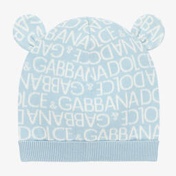 Dolce & Gabbana-Baby Boys Blue Cotton & Cashmere Hat | Childrensalon Outlet