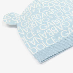 Dolce & Gabbana-Baby Boys Blue Cotton & Cashmere Hat | Childrensalon Outlet