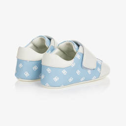  دولتشي آند غابانا-حذاء جلد لون أزرق وأبيض لمرحلة قبل المشي للمواليد | Childrensalon Outlet