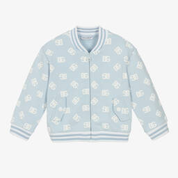  دولتشي آند غابانا-جاكيت بومبر أطفال ولادي قطن لون أزرق وأبيض | Childrensalon Outlet