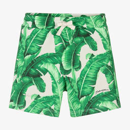 Dolce & Gabbana-Baby Boys Green Cotton Leaf Shorts | Childrensalon Outlet