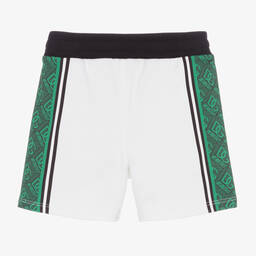 Dolce & Gabbana-شورت DG أطفال ولادي قطن لون أخضر وأوف وايت | Childrensalon Outlet