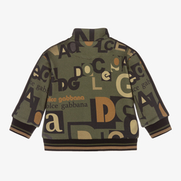  دولتشي آند غابانا-توب بسحّاب قطن لون أخضر وأسود للمواليد | Childrensalon Outlet