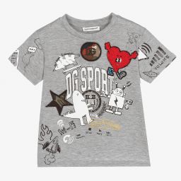 Dolce & Gabbana-Baby Boys Grey Logo T-Shirt | Childrensalon Outlet
