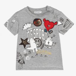 Dolce & Gabbana-Baby Boys Grey Logo T-Shirt | Childrensalon Outlet