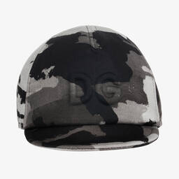 Dolce & Gabbana-قبعة كاموفلاج قطن لون اسود و رمادي للمواليد | Childrensalon Outlet